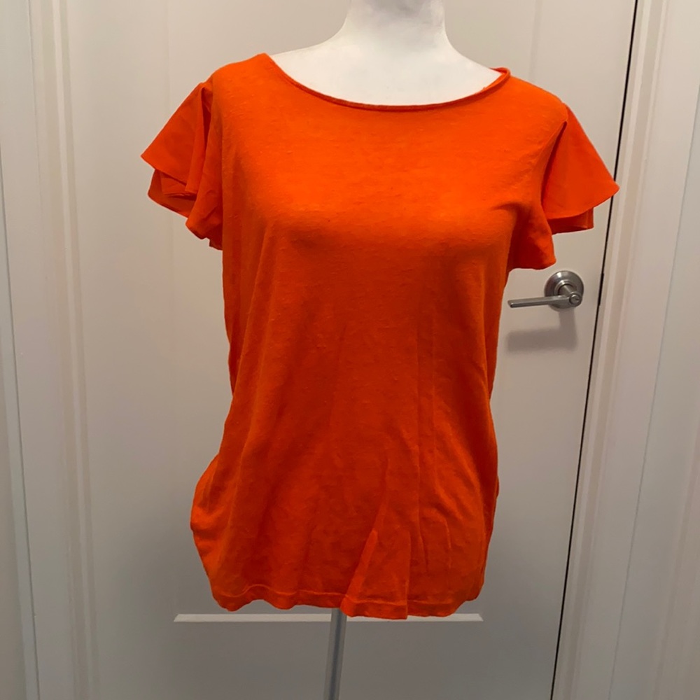 Orange Banana Republic Flutter Sleeve Top